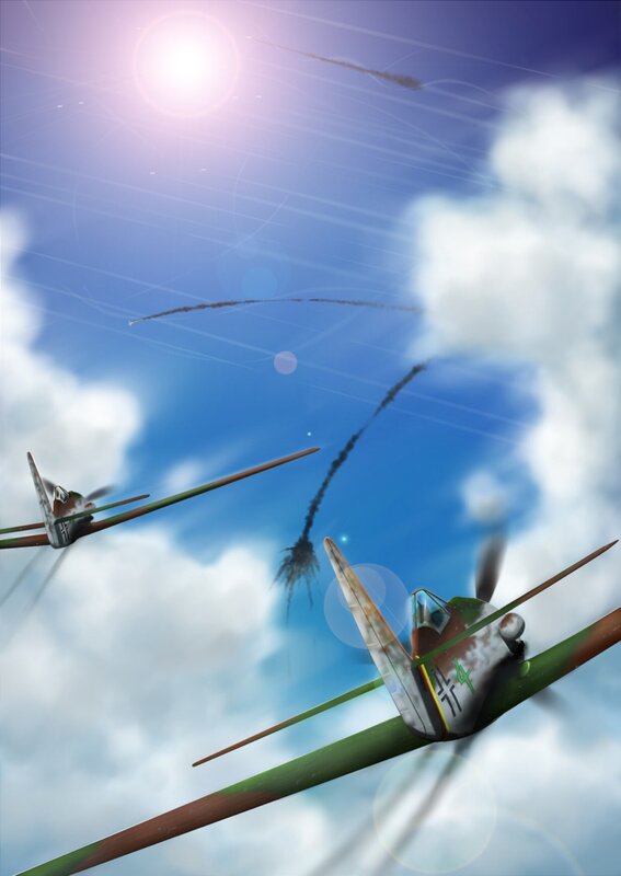 WWII dogfight in the sky