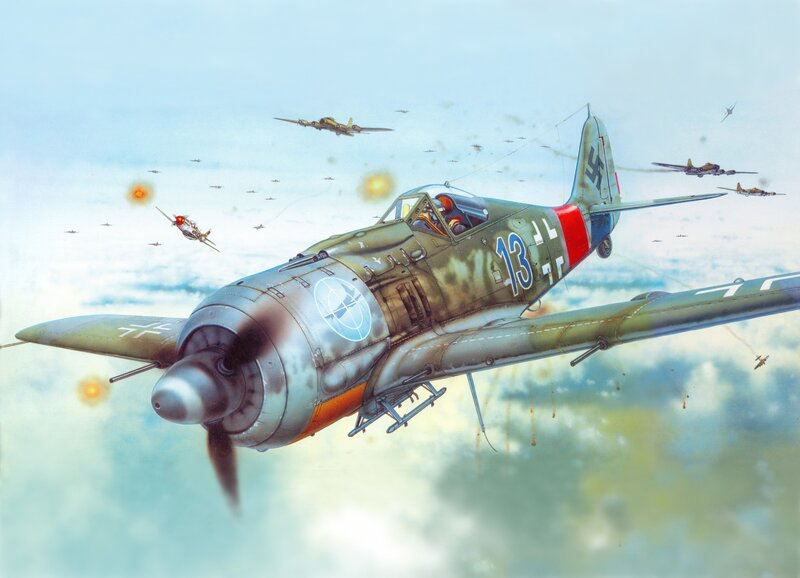 WWII dogfight in the sky