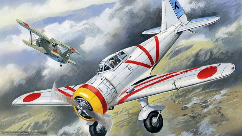 WWII dogfight over mountains
