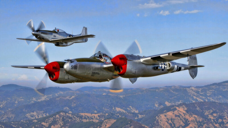 WWII-era aircraft in flight