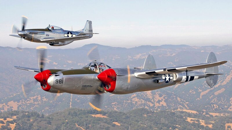 WWII-era aircraft in flight