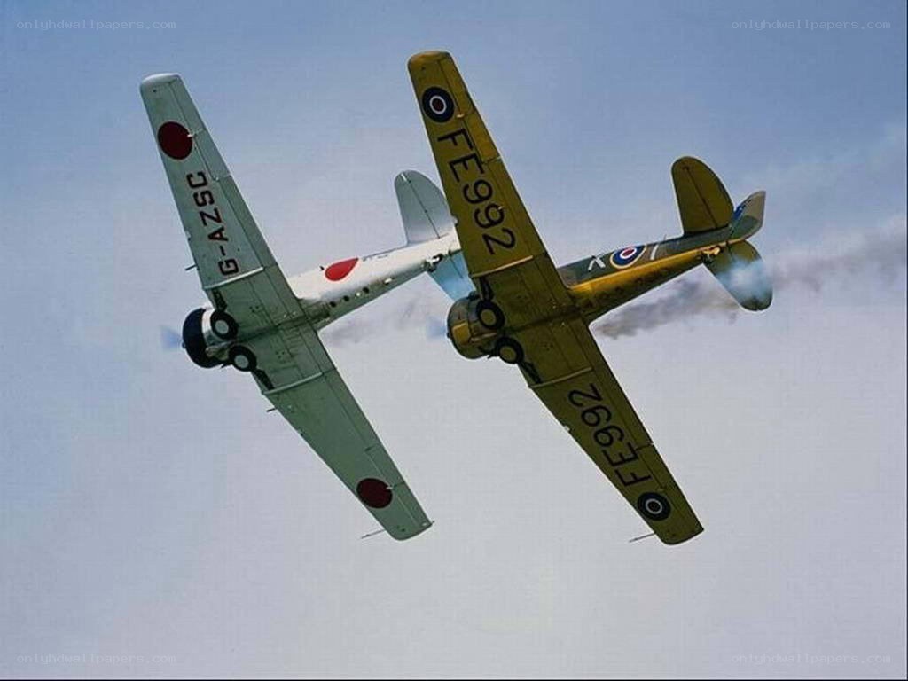 WWII-era planes in flight