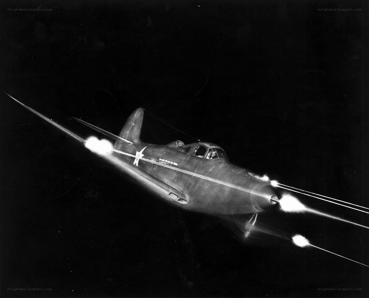 WWII fighter jet in flight