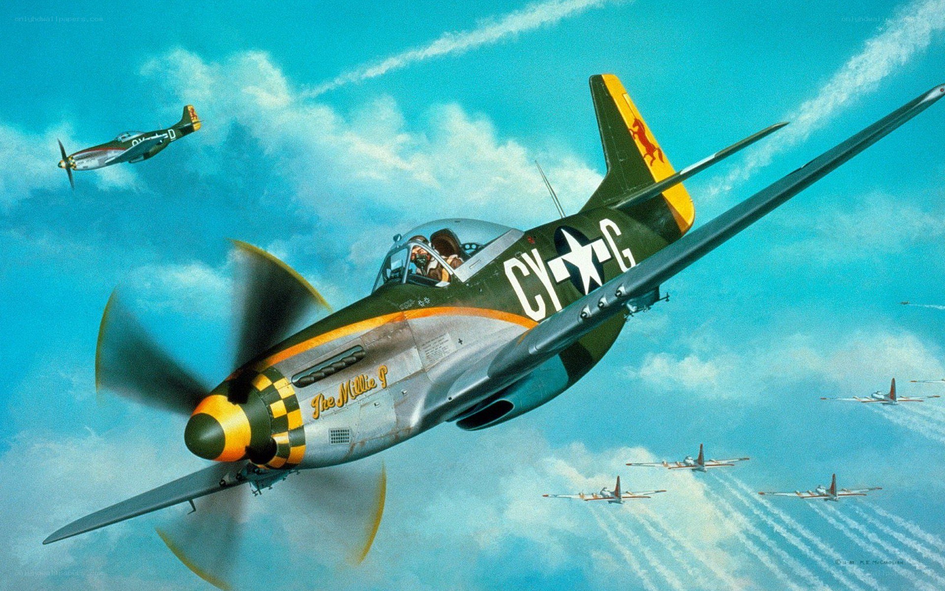 WWII fighter plane formation