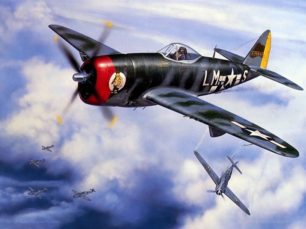 WWII fighter plane in combat