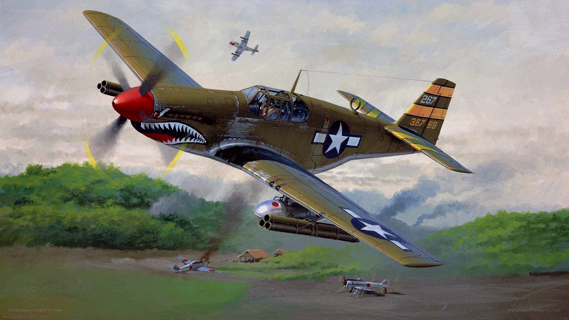 WWII fighter plane in combat