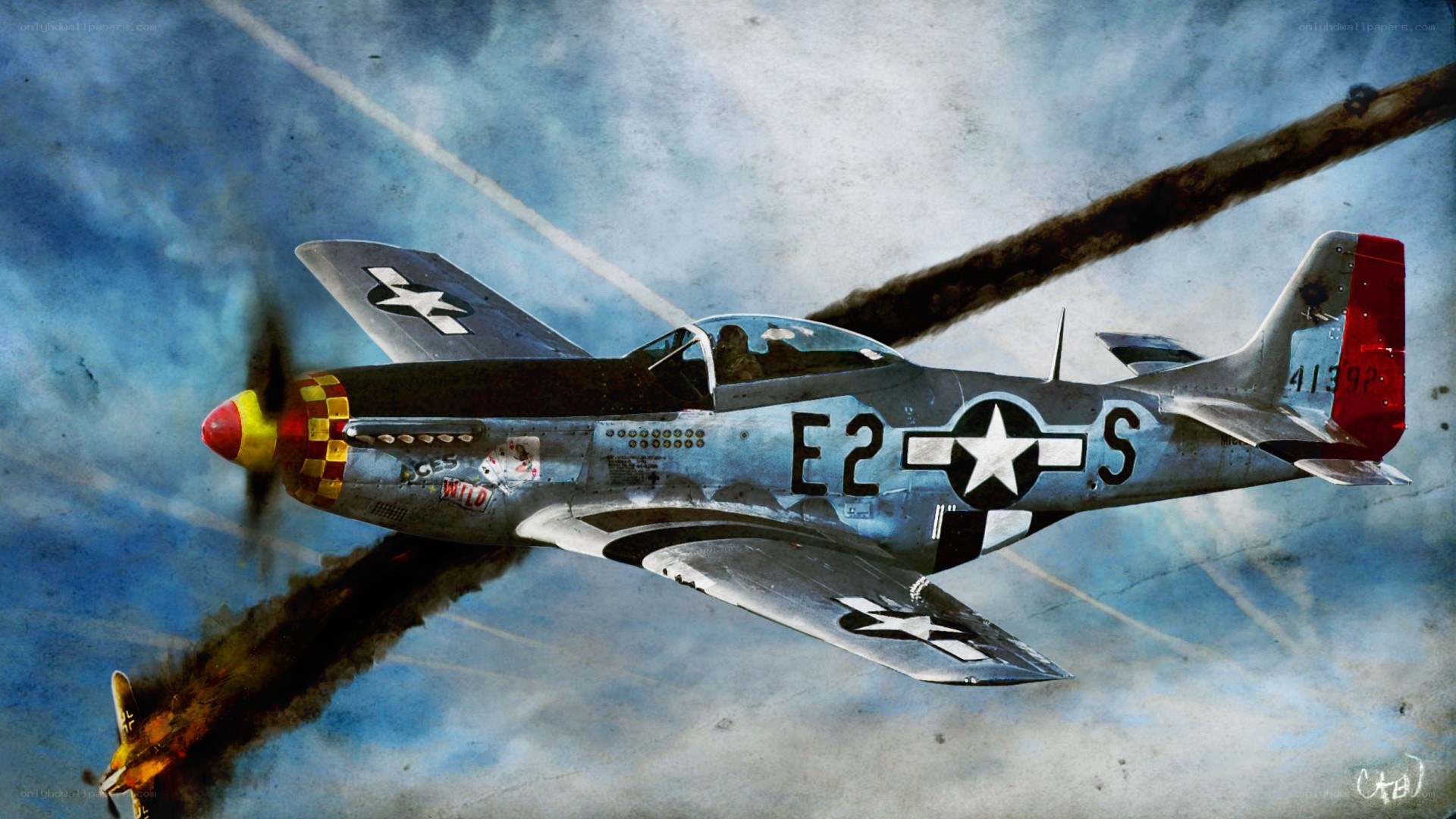 WWII fighter plane in combat