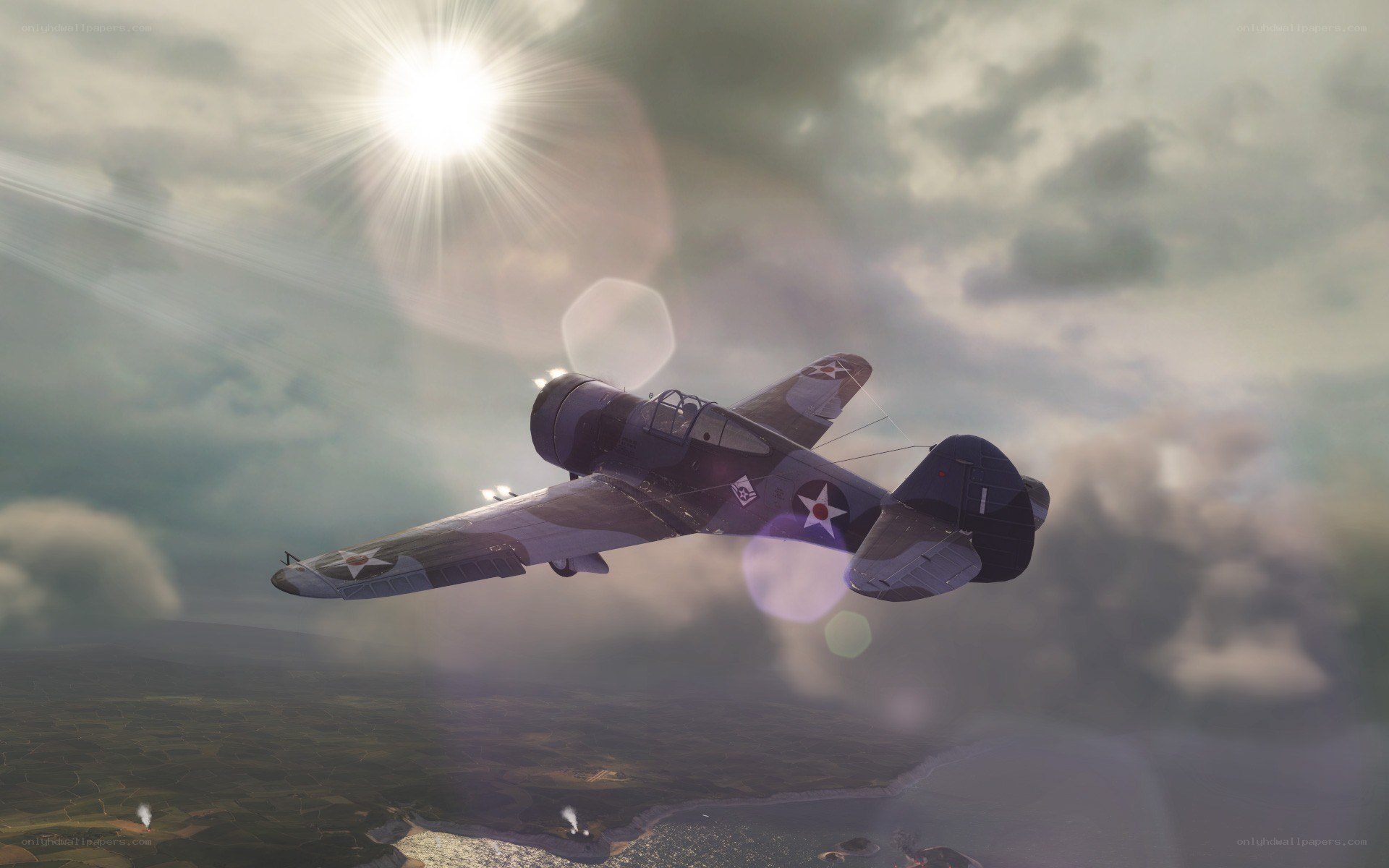 WWII fighter plane in flight