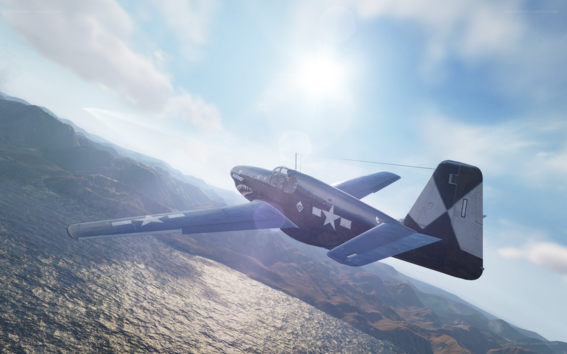 WWII fighter plane in flight