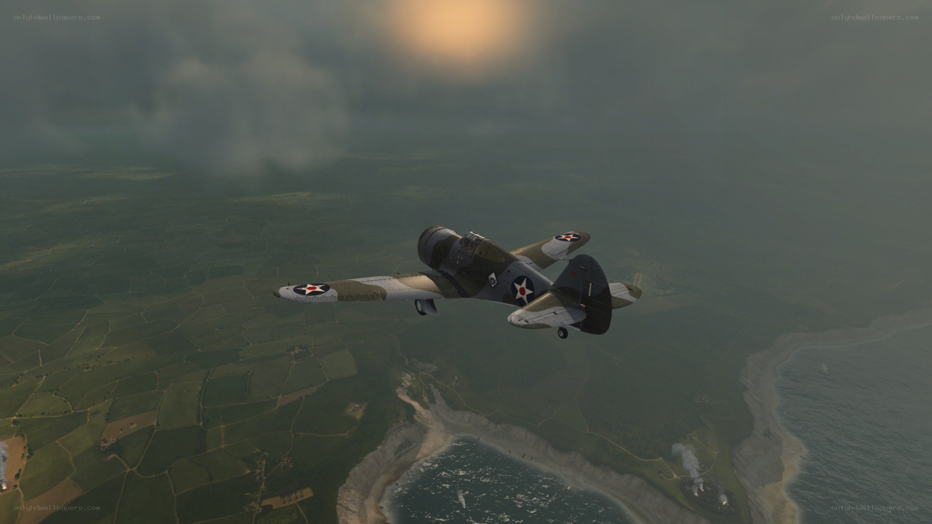 WWII fighter plane in flight