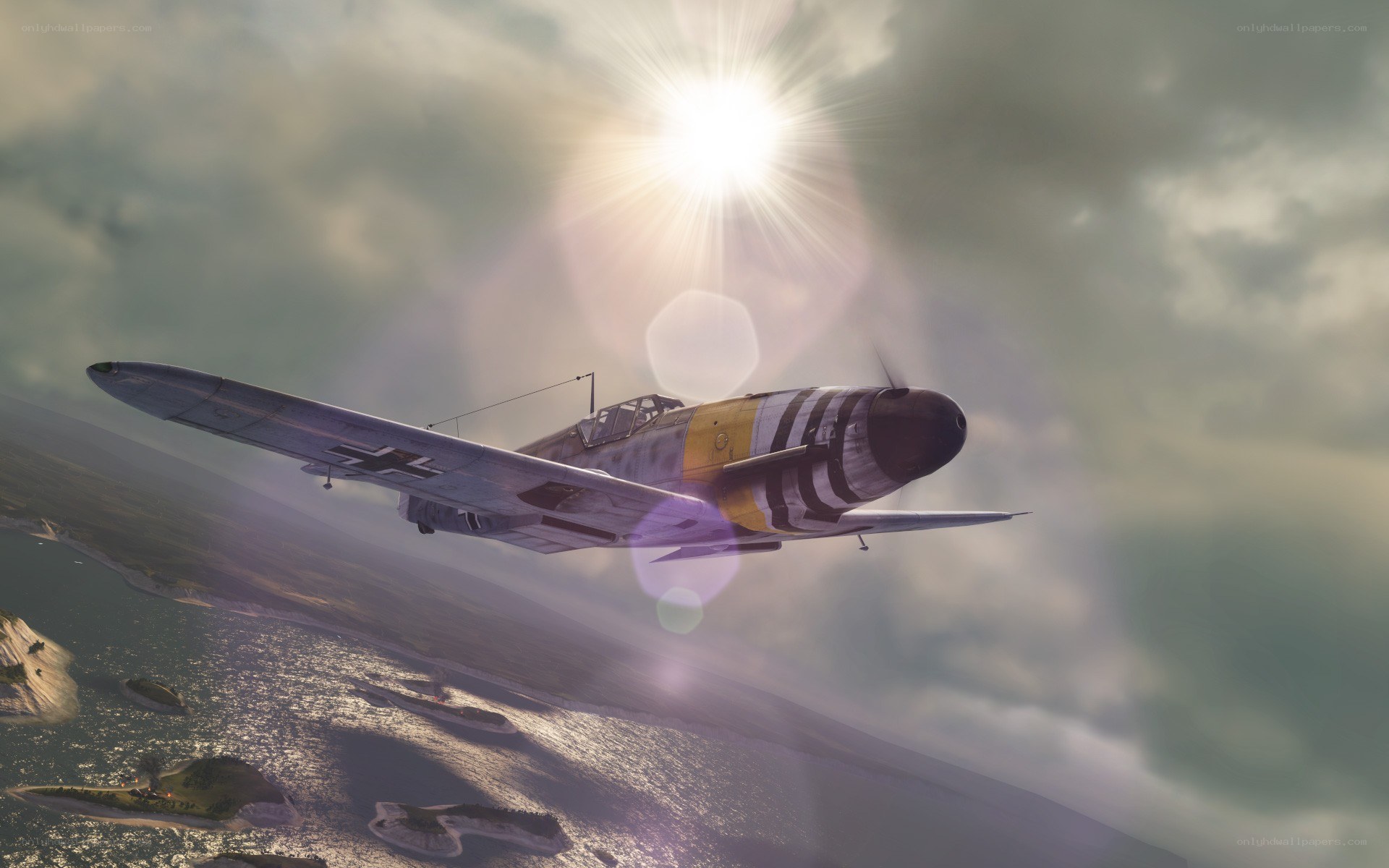 WWII fighter plane in flight