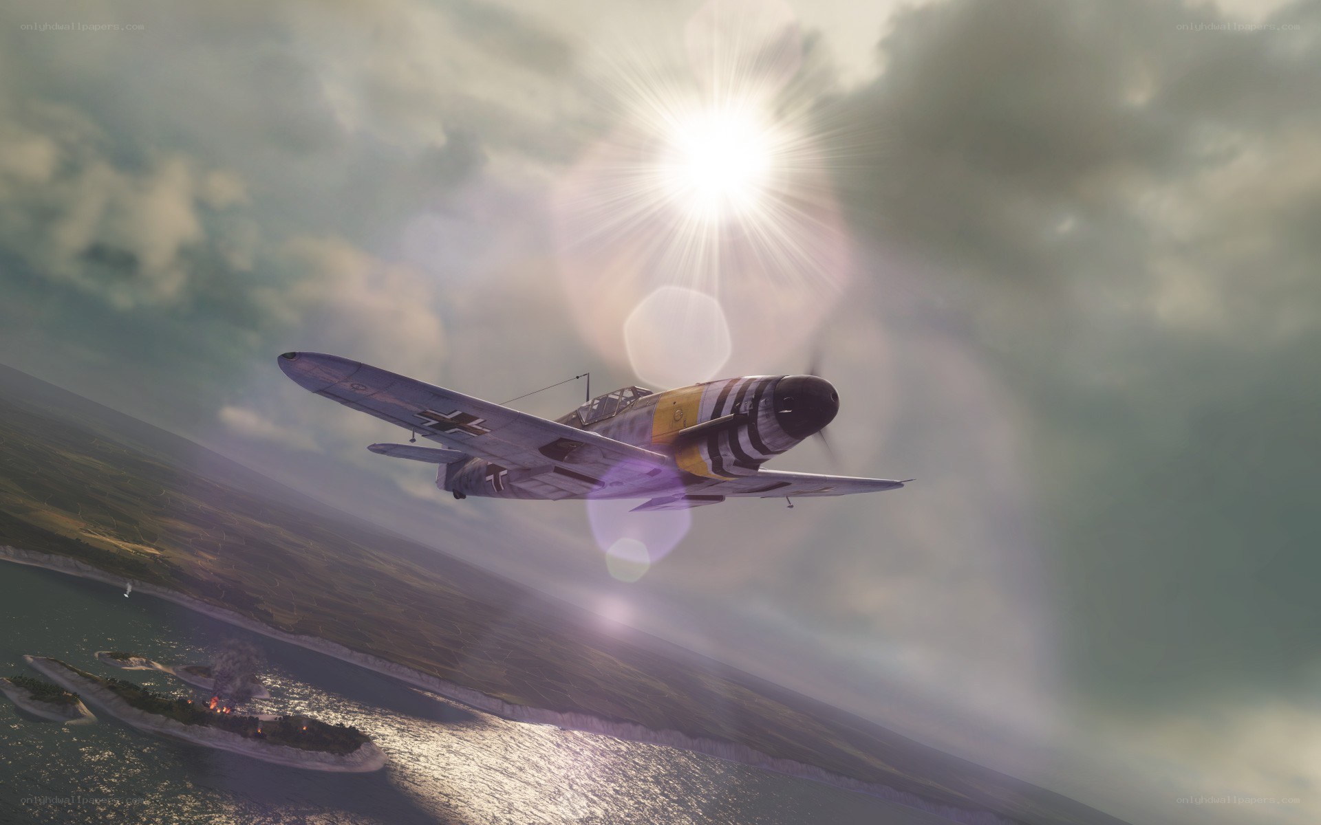 WWII fighter plane in flight