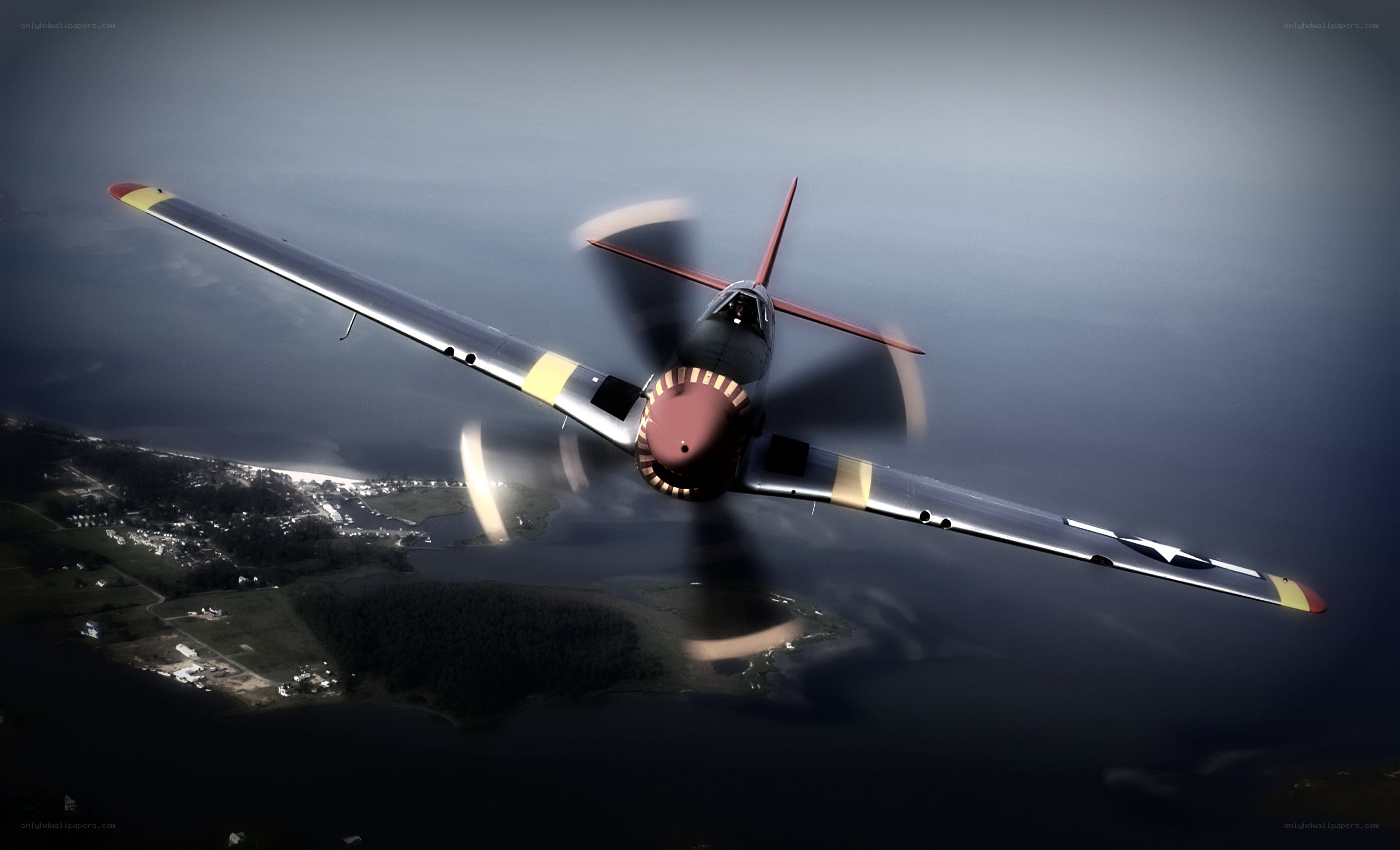 WWII fighter plane in flight