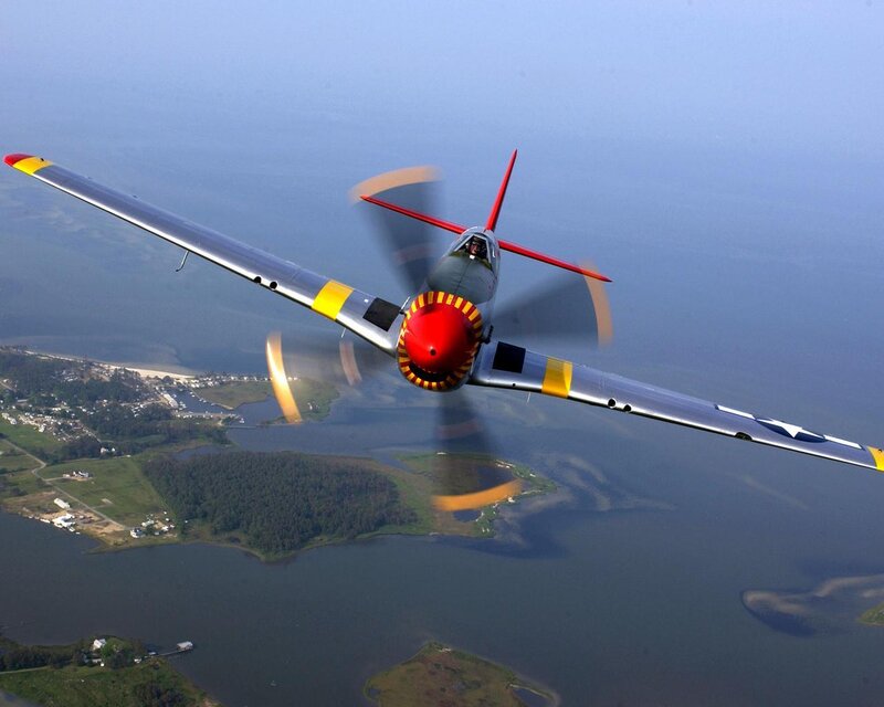 WWII fighter plane in flight