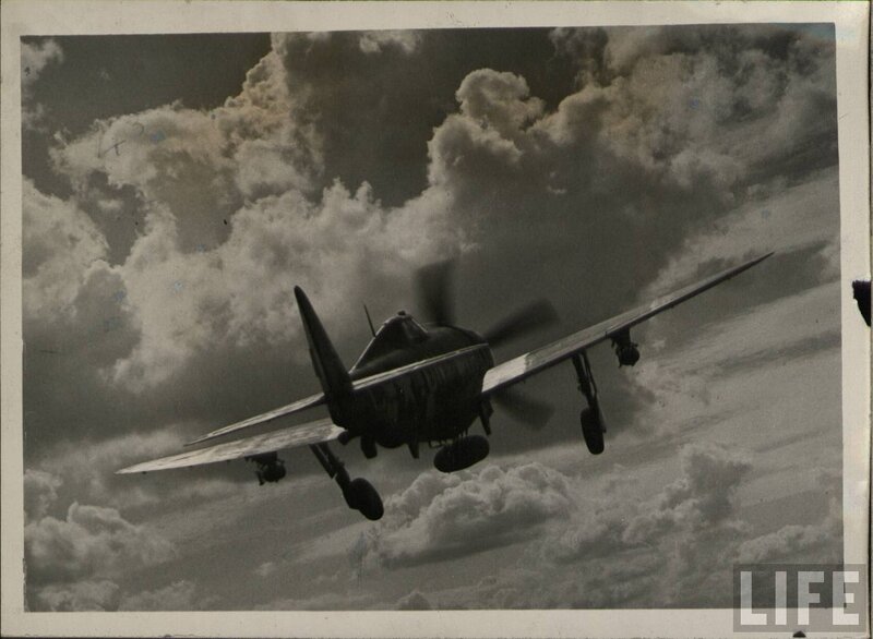 WWII fighter plane in flight