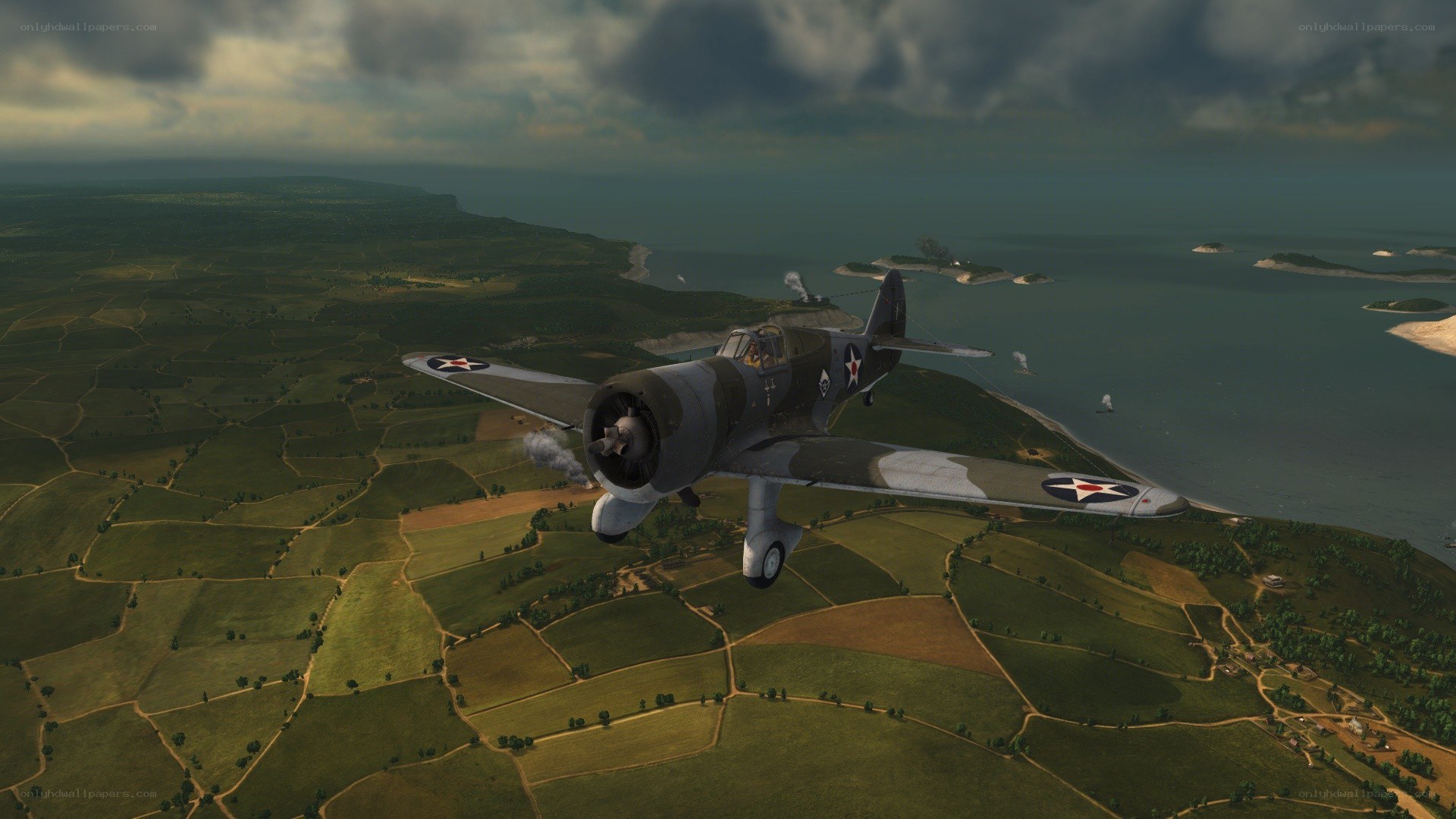WWII fighter plane in flight
