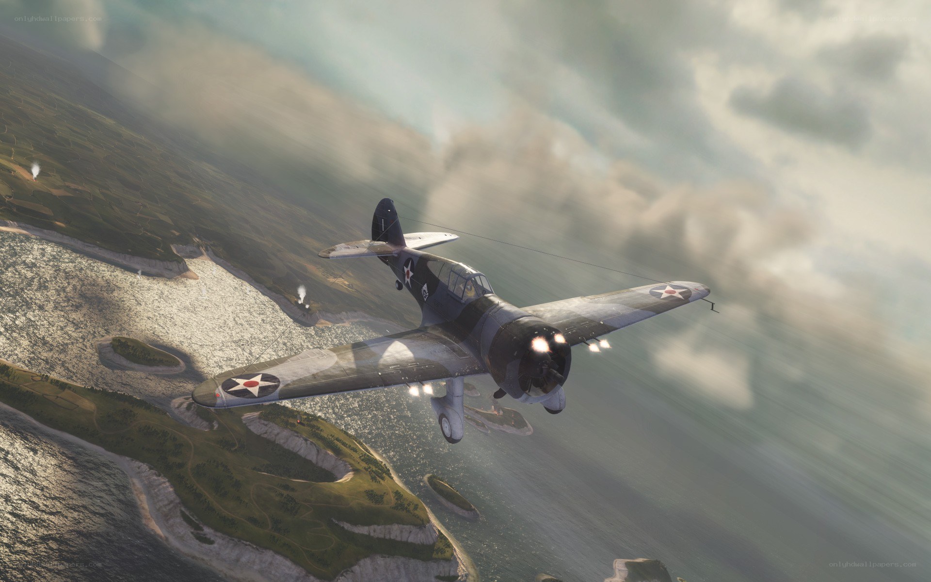 WWII fighter plane in flight