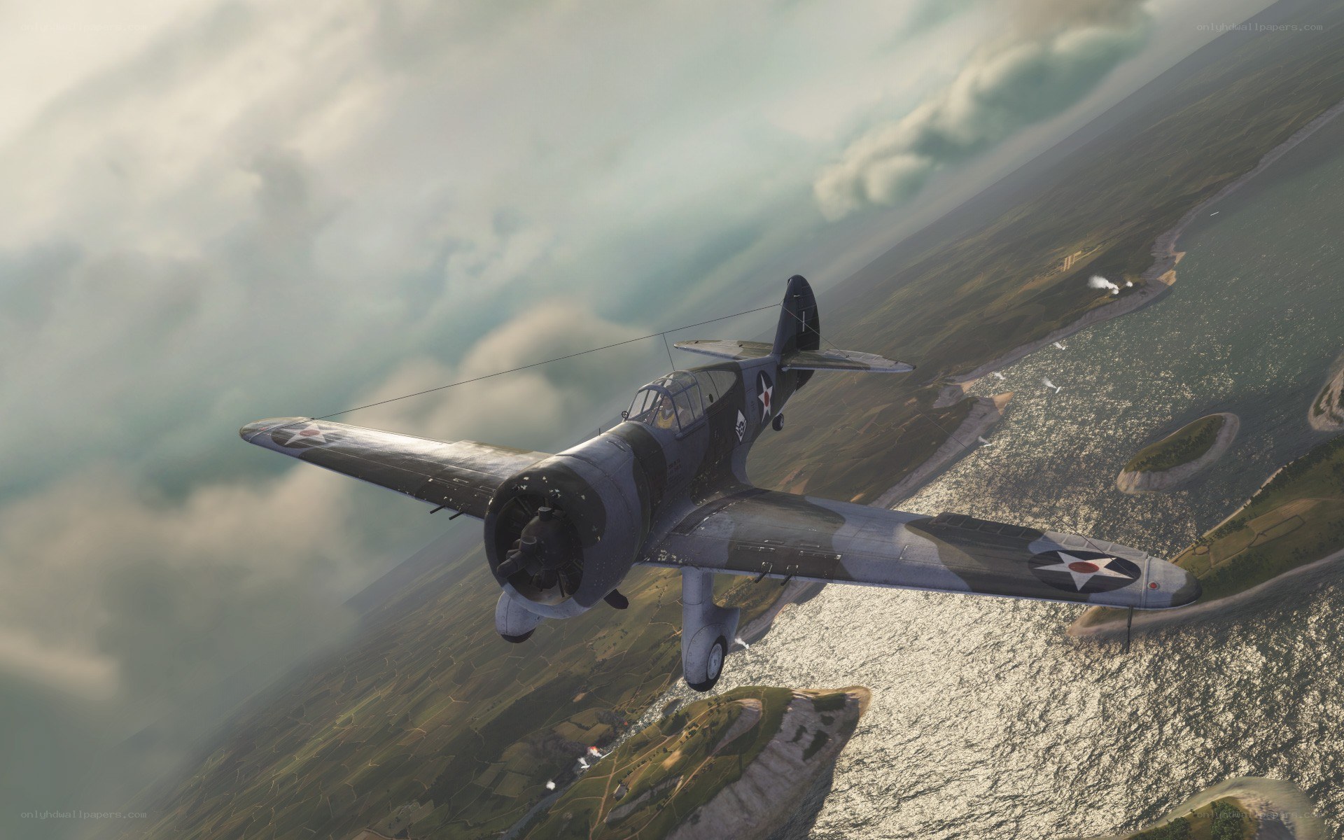 WWII fighter plane in flight
