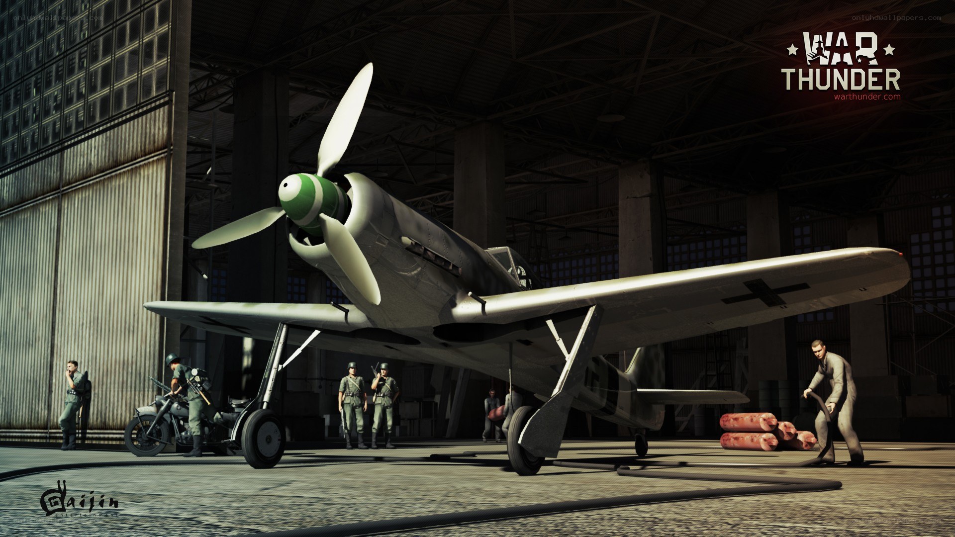 WWII fighter plane in hangar