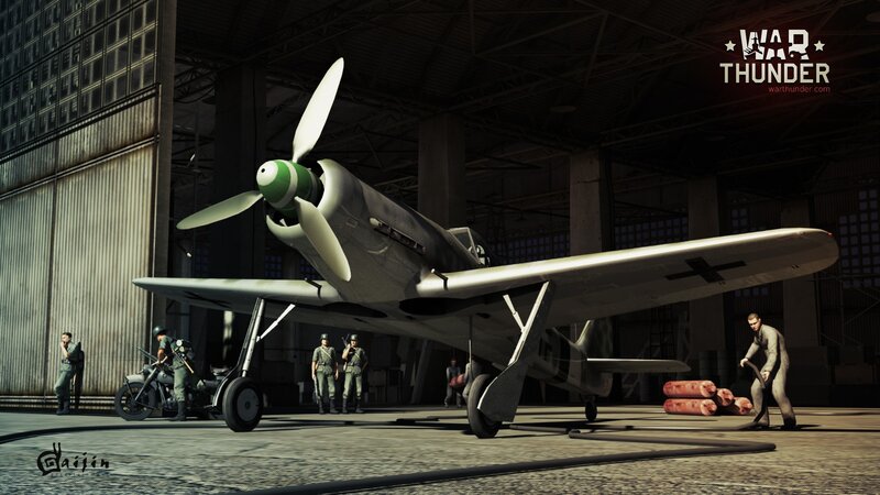 WWII Fighter Plane in Hangar — Gray