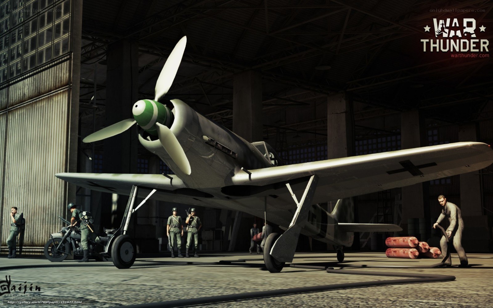 WWII fighter plane in hangar