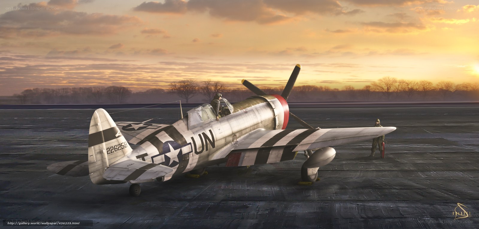 WWII fighter plane on airfield