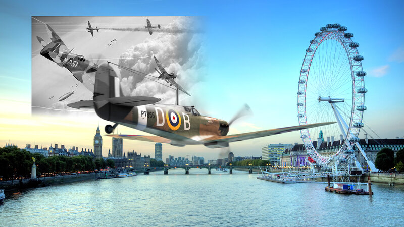 WWII Fighter Planes — Blue, Dramatic, Sunset, Digital Art