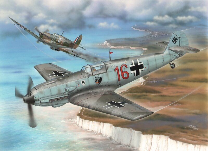 WWII Fighter Planes — Gray, Dramatic, Afternoon, Illustration