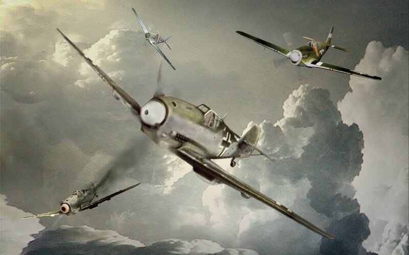 WWII Fighter Planes — Gray, Dramatic, Digital Art