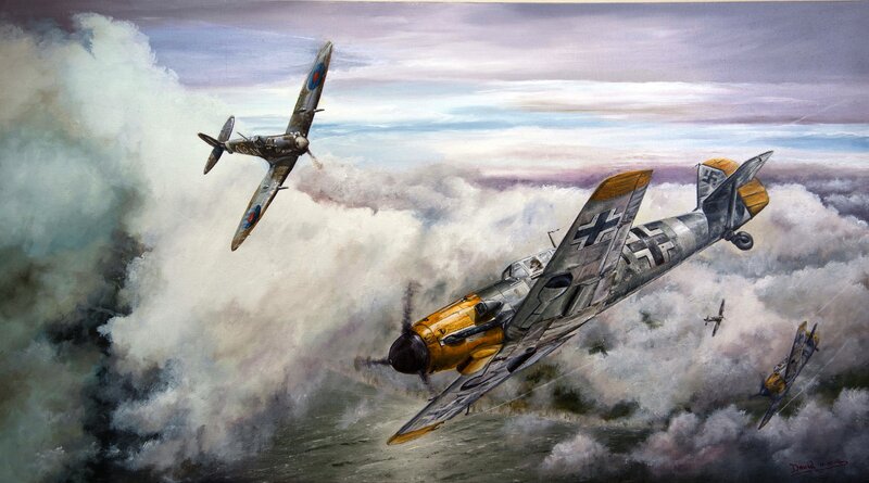 WWII Fighter Planes — Gray, Dramatic, Painting