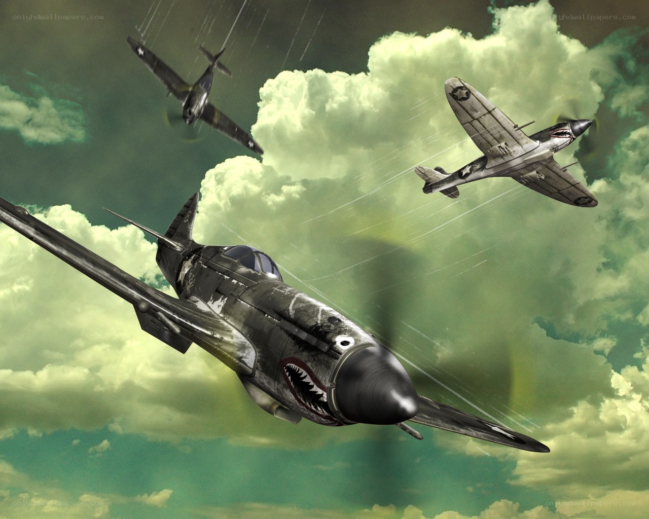 WWII fighter planes in combat