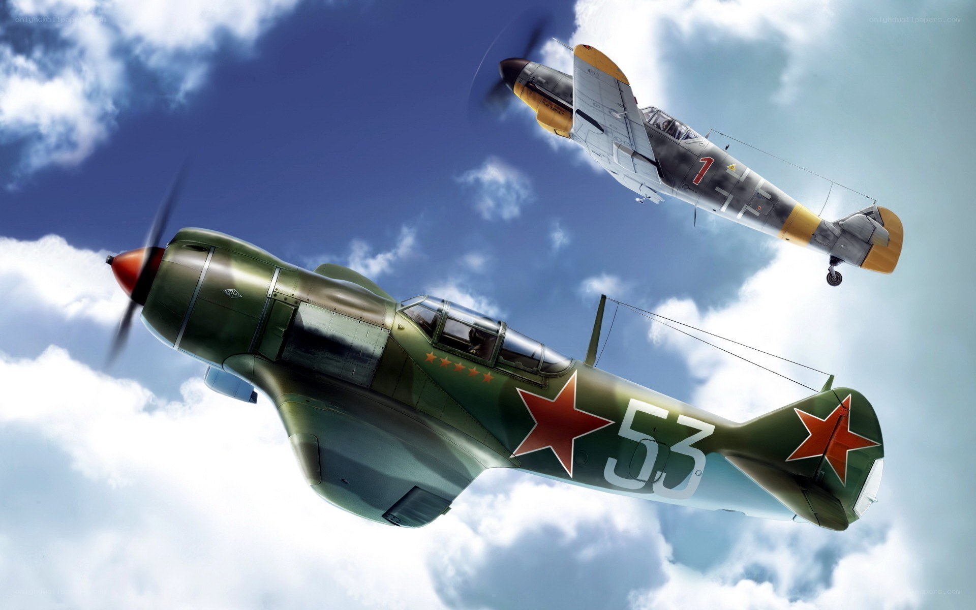 WWII fighter planes in combat