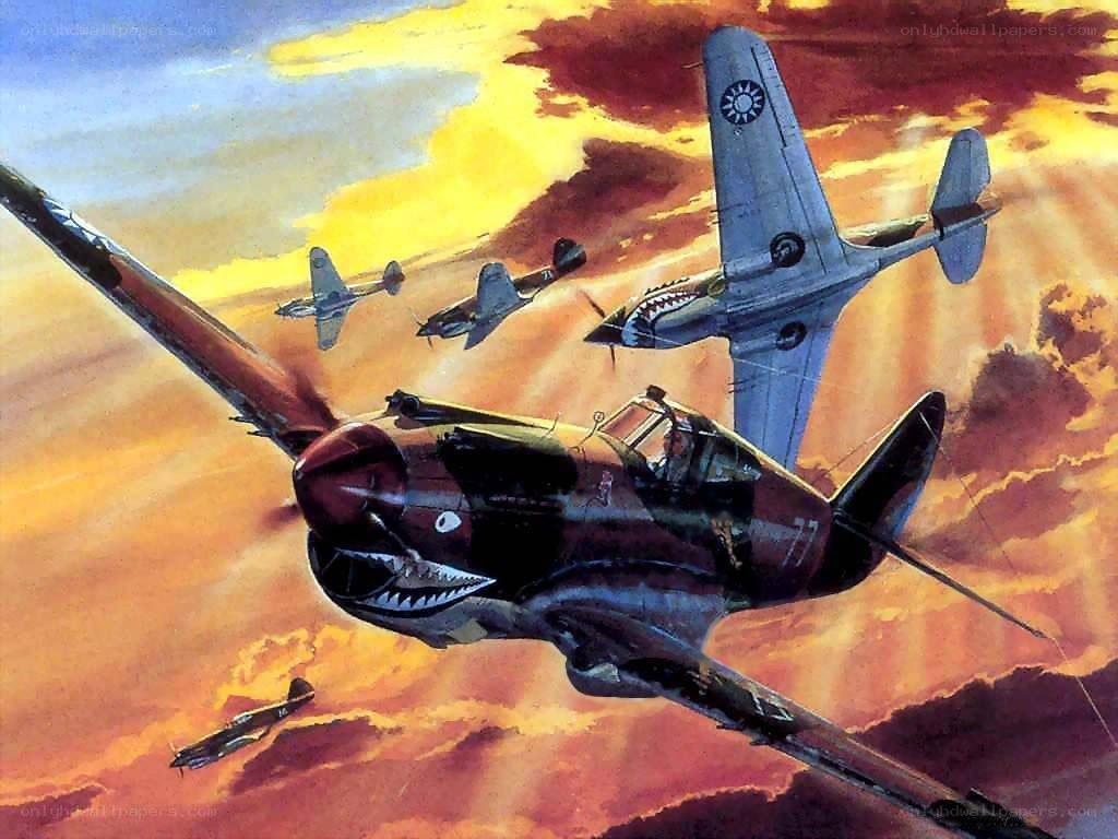 WWII fighter planes in combat