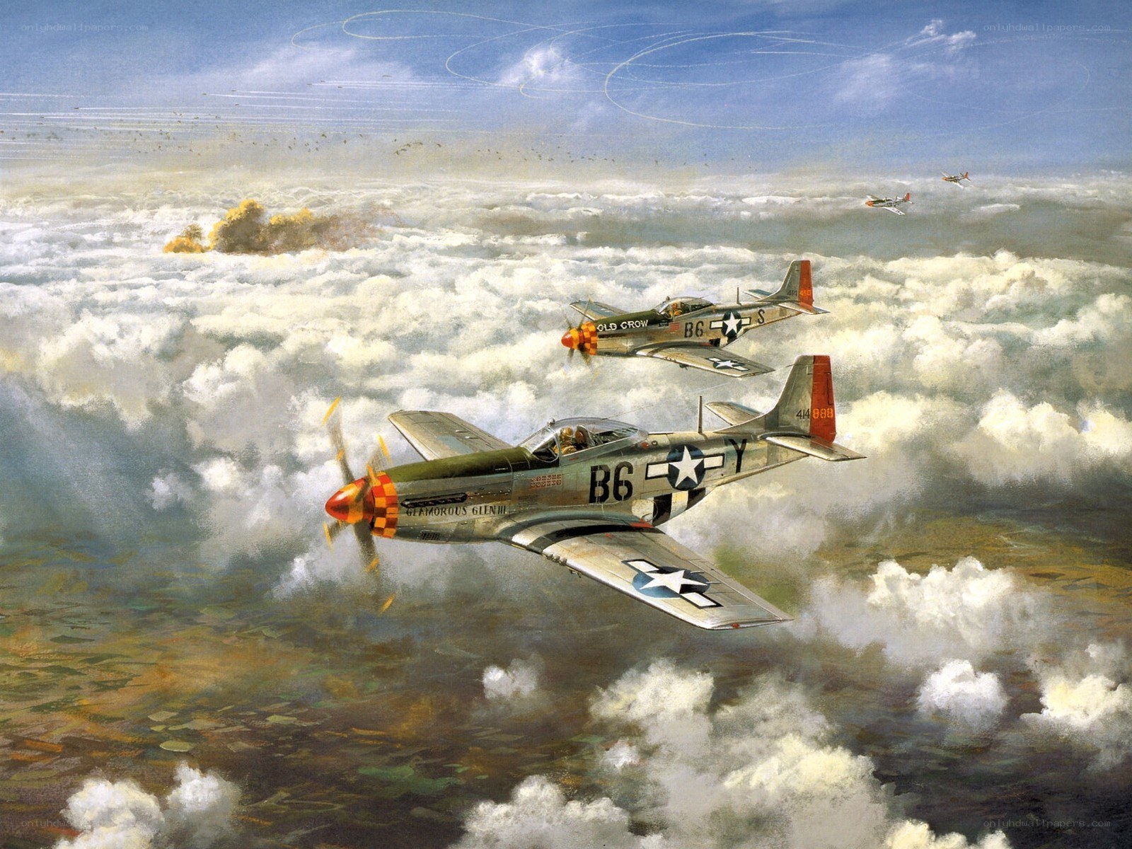 WWII fighter planes in combat
