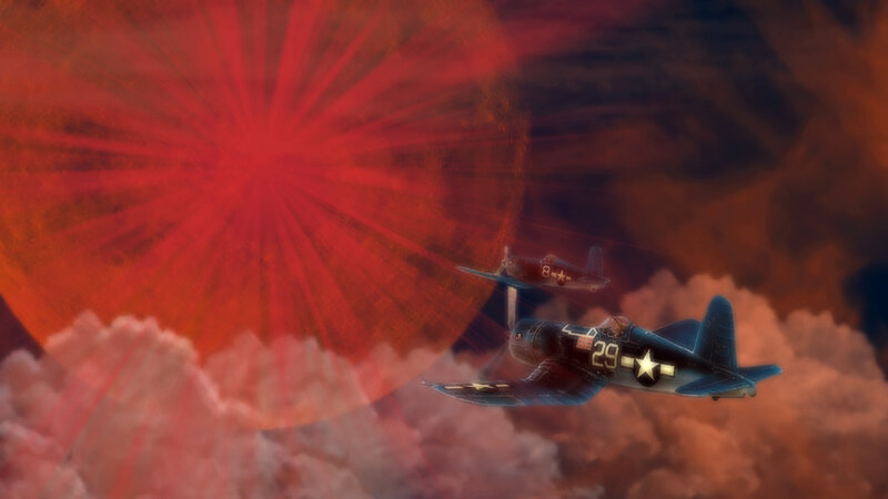 WWII fighter planes in combat