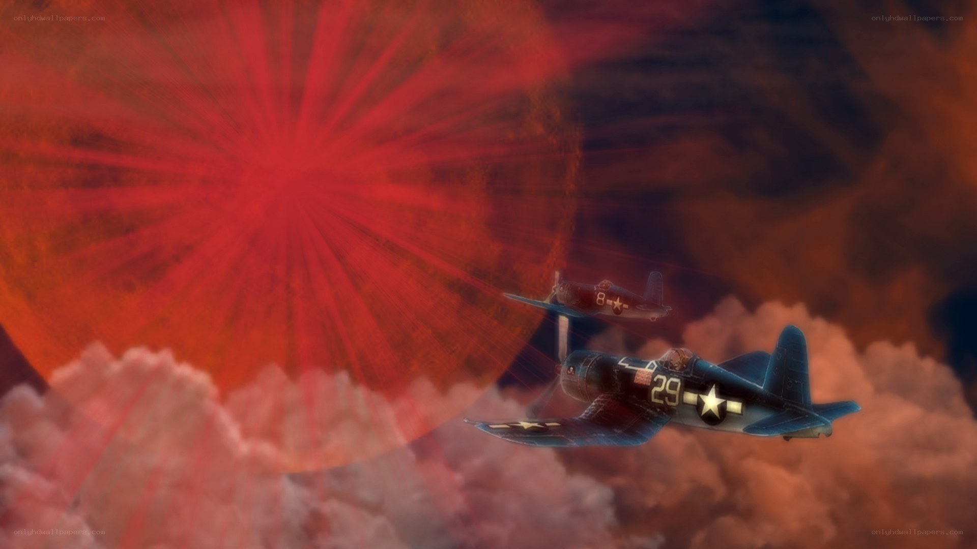 WWII fighter planes in combat