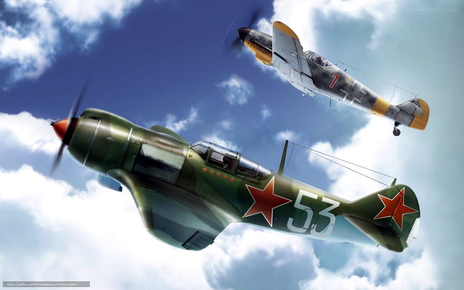 WWII fighter planes in combat