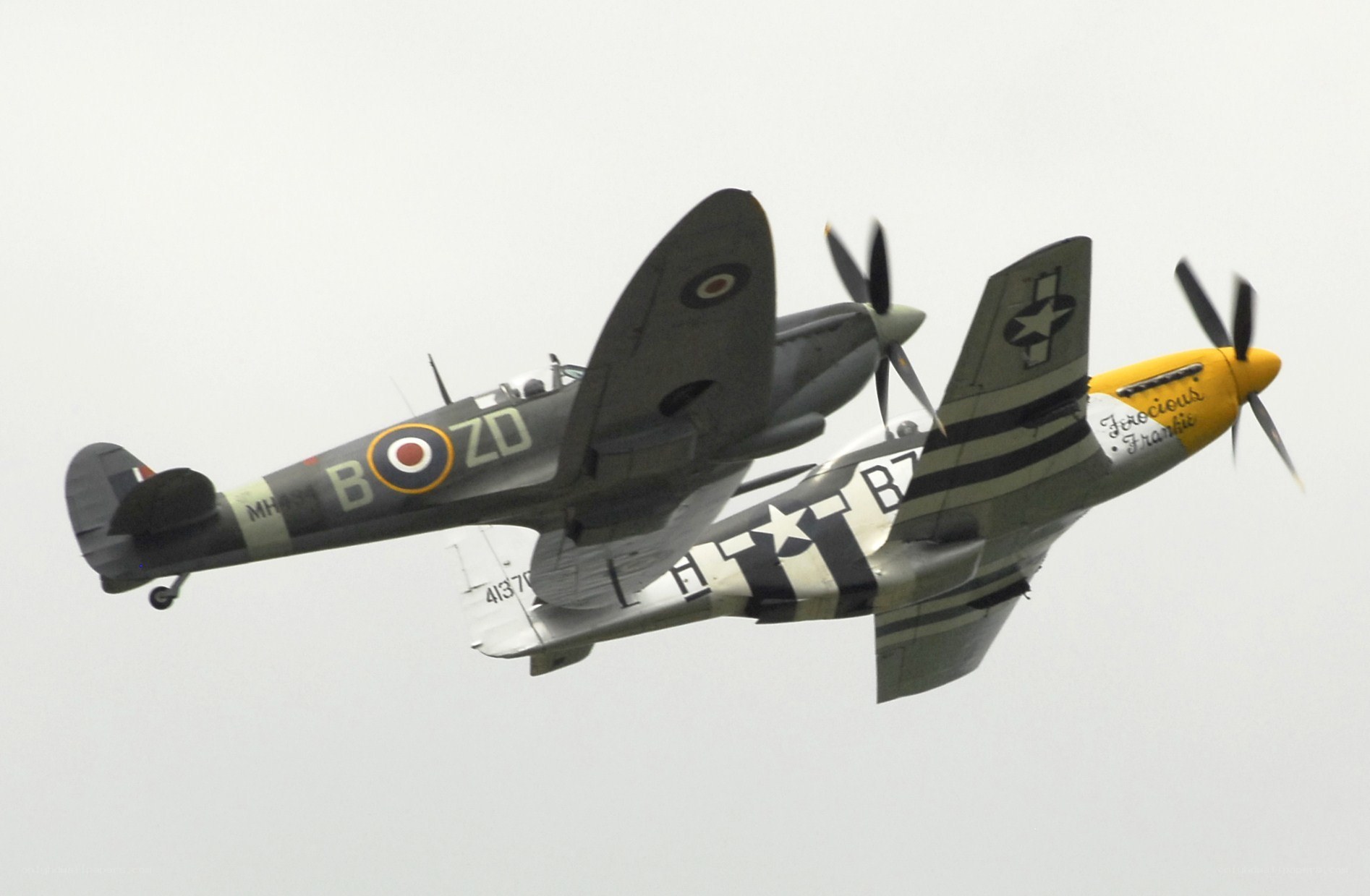 WWII fighter planes in flight