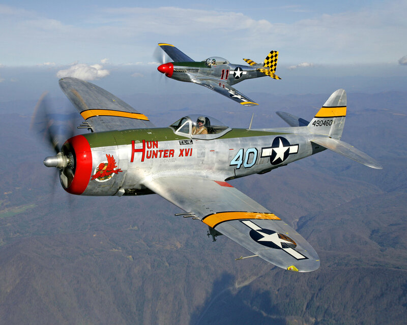 WWII fighter planes in flight