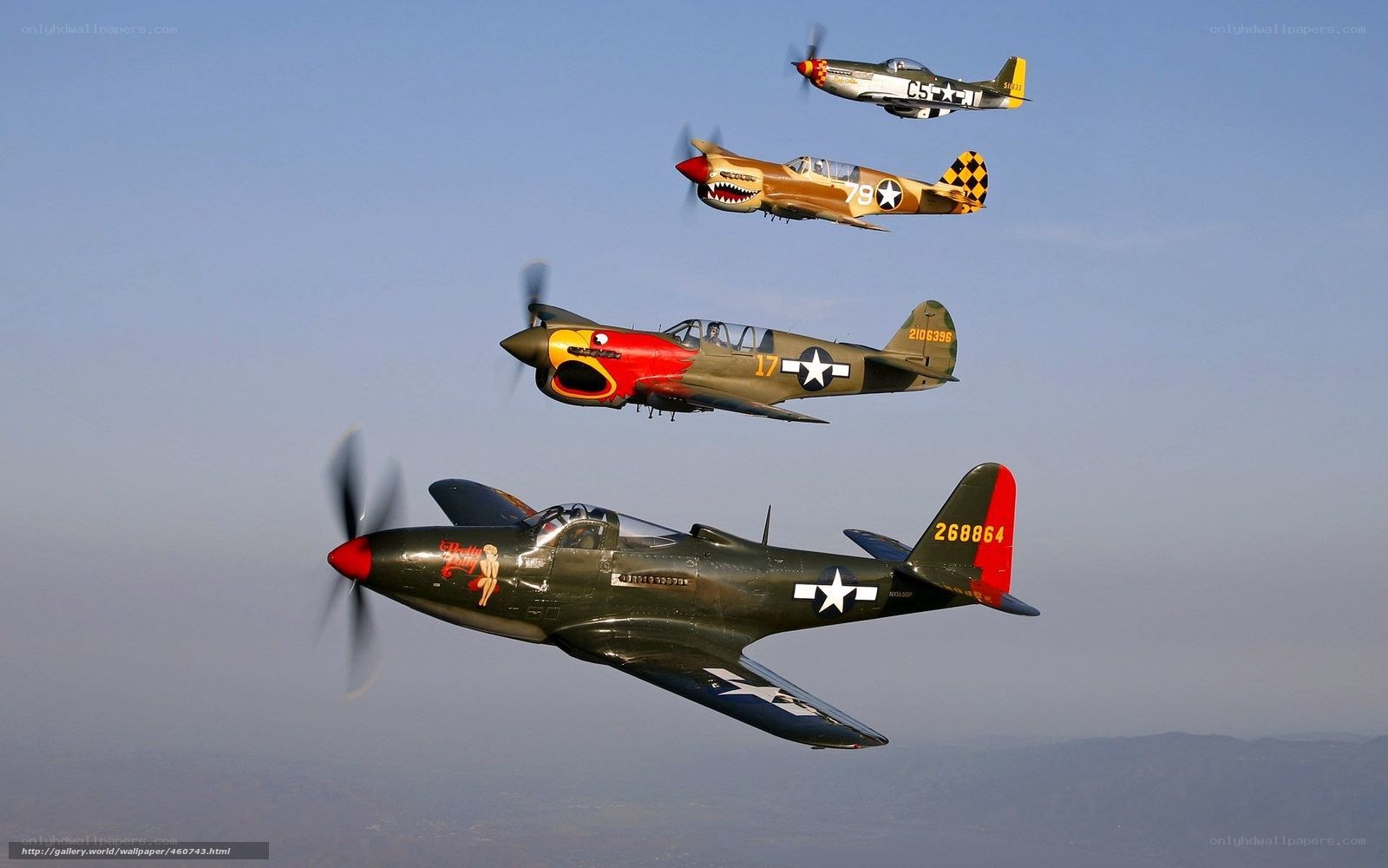 WWII fighter planes in formation