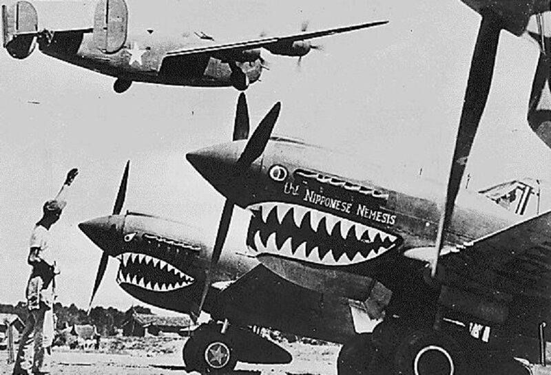 WWII fighter planes on airfield