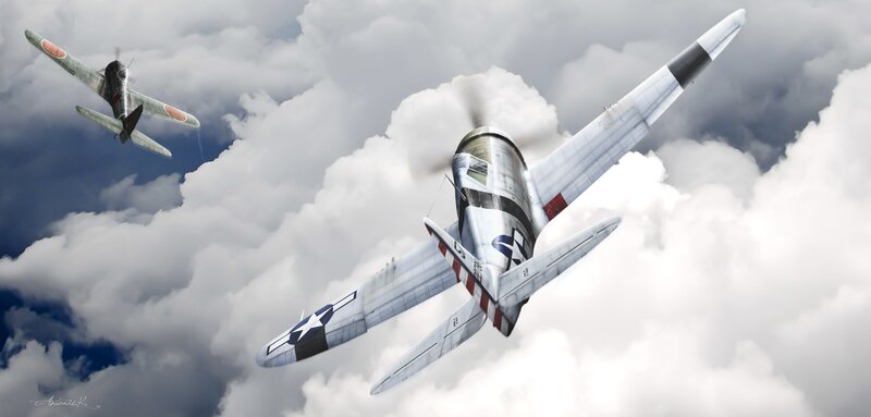 WWII Fighter Planes — White, Dramatic, Digital Art