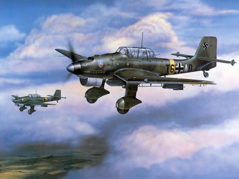 WWII German aircraft in flight