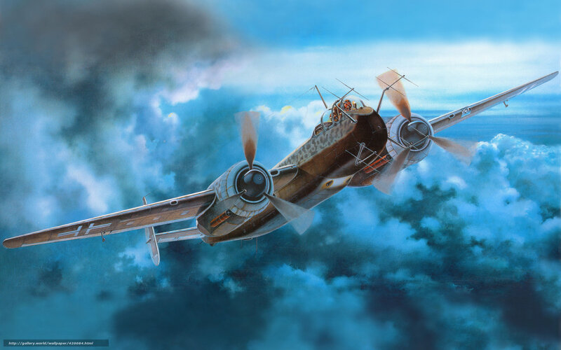 WWII German bomber in flight