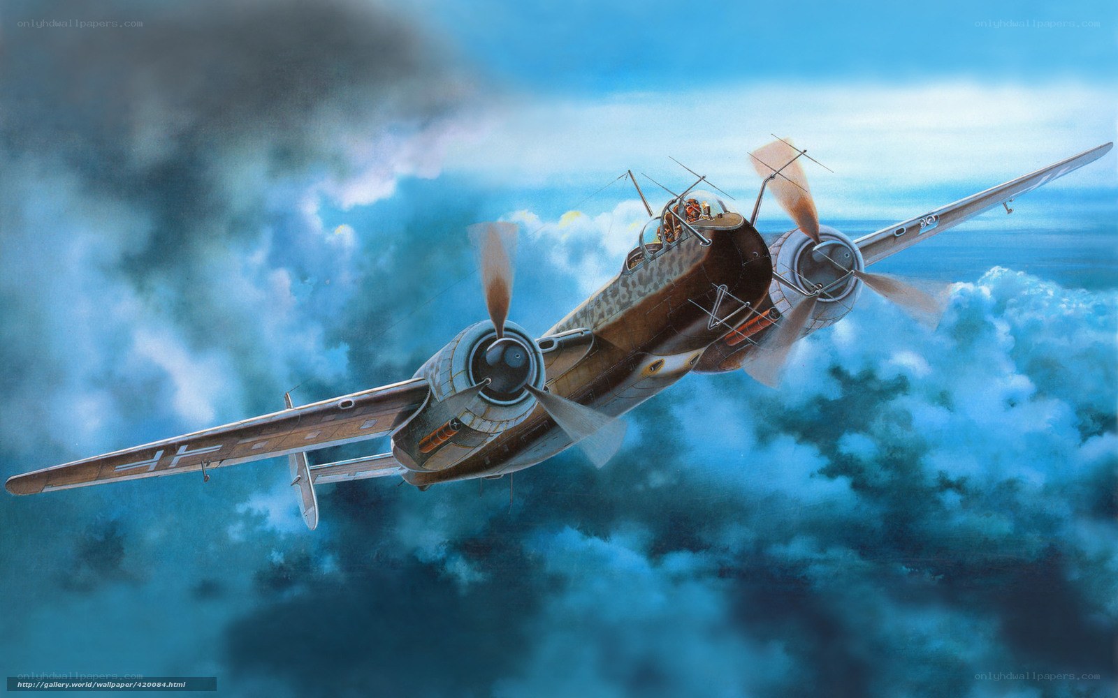 WWII German bomber in flight
