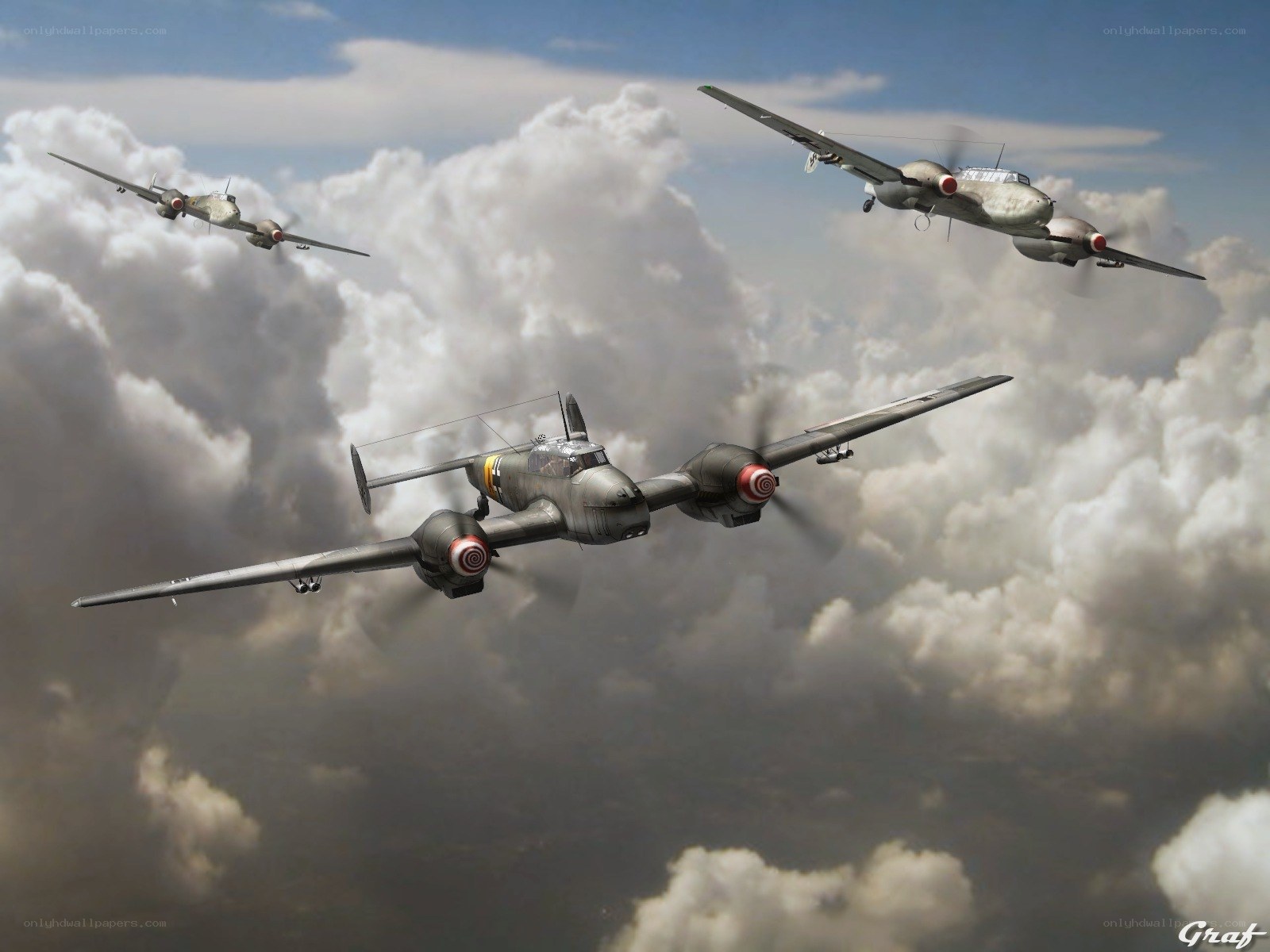 WWII German bombers in formation