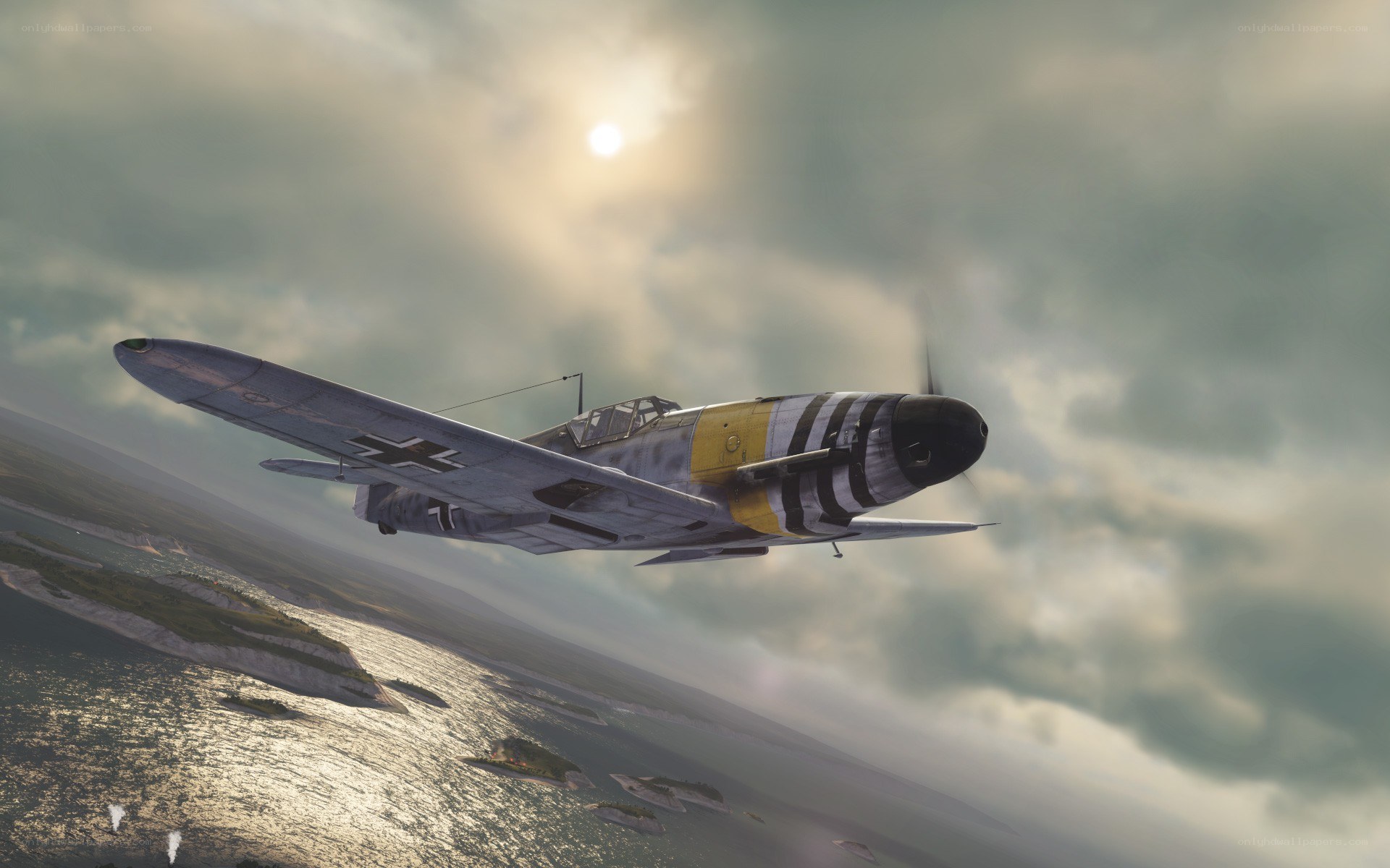 WWII German fighter plane in flight