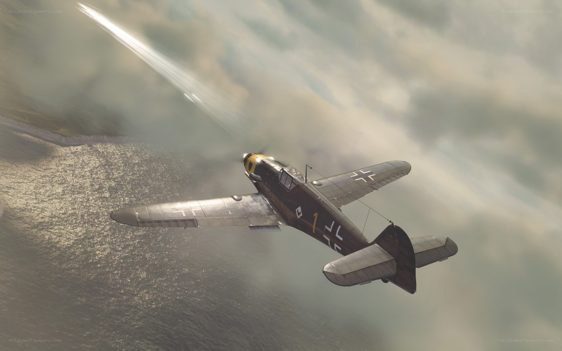 WWII German fighter plane in flight
