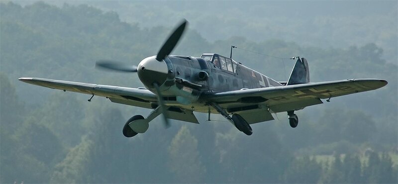 WWII German fighter plane in flight