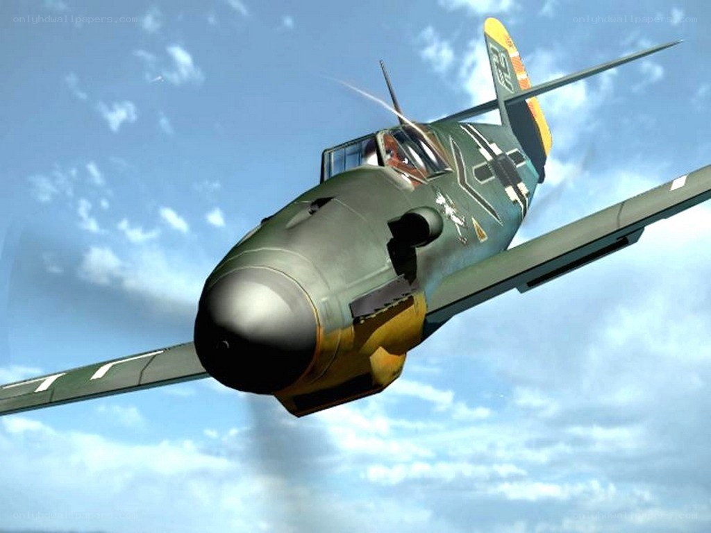 WWII German fighter plane in flight